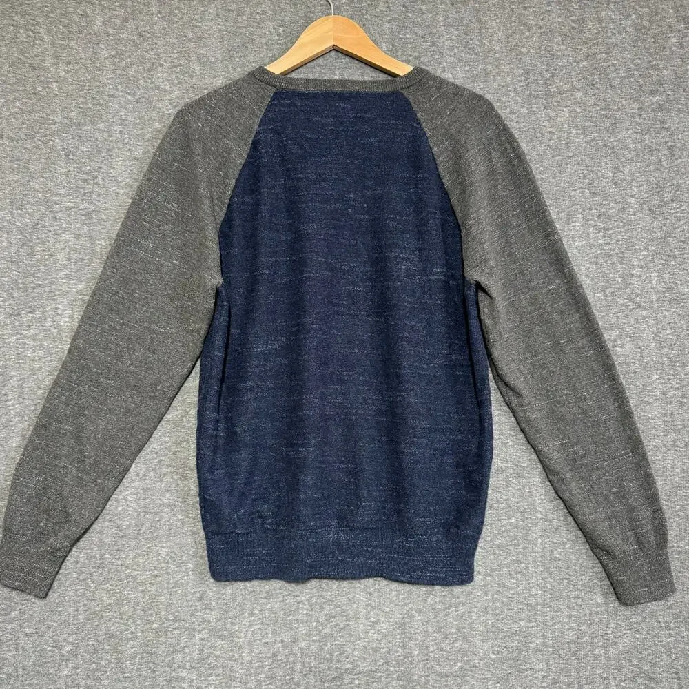 J.CREW Men’s Large Cotton Raglan Sweater Baseball‎ Crewneck Preppy Casual